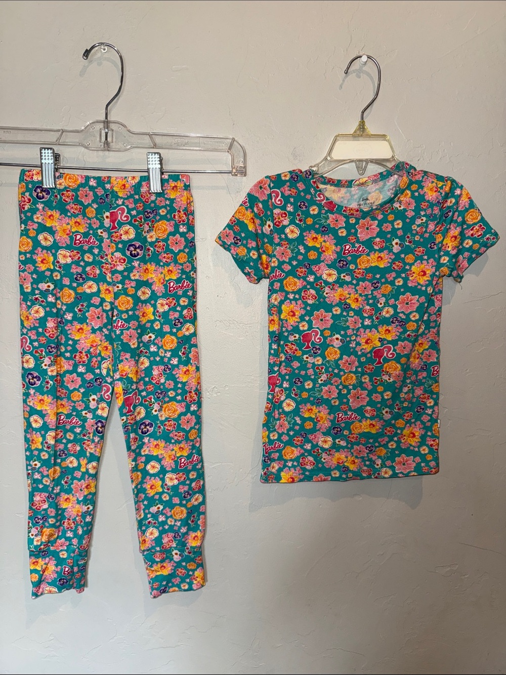 Posh peanut MalibBarbie Girls' Teal Floral Pajama Set GUC